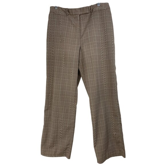 Dressbarn Brown Plaid Dress Pants Size 10 Lightweight Summer Crop RZ10409 - Picture 1 of 9